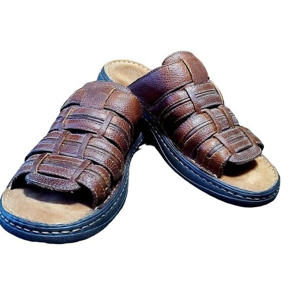 Earth Spirit men's Size 12 Eu 46.5 Edward II Brown Leather Fisherman Sandals‎ - Picture 1 of 7